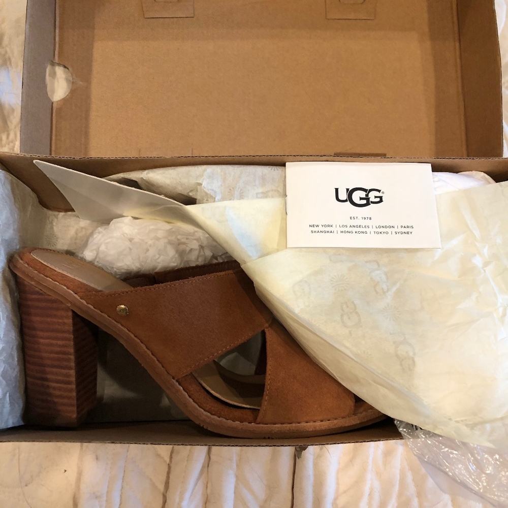 Celia Ugg Brown Suede Heel Sandals